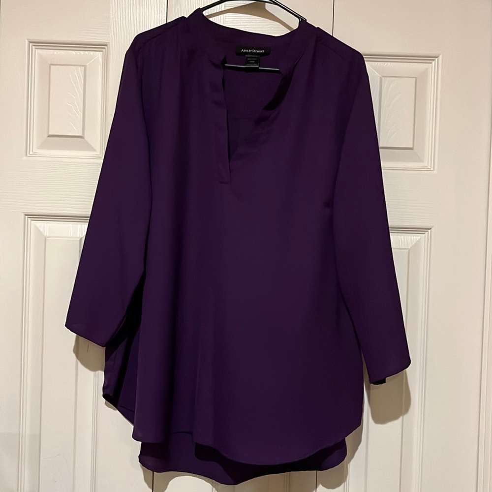 Purple V neck blouse